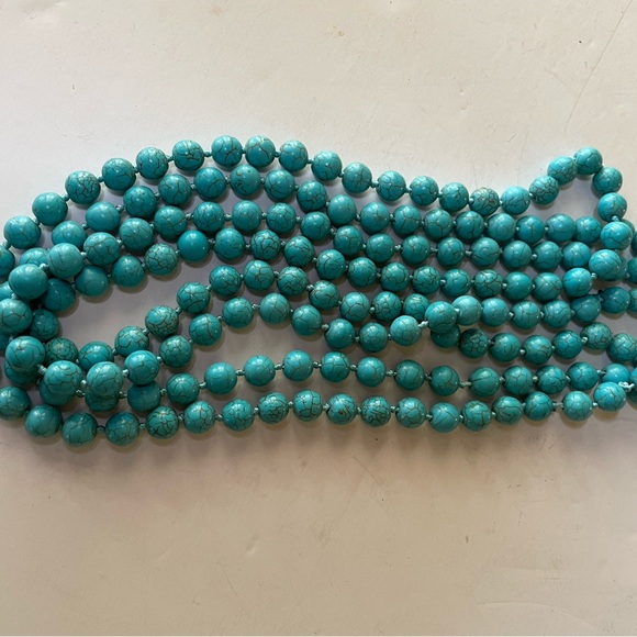 Vintage 74" Turquoise Beaded Necklace Southwestern Dutton Chic - Picture 4 of 5